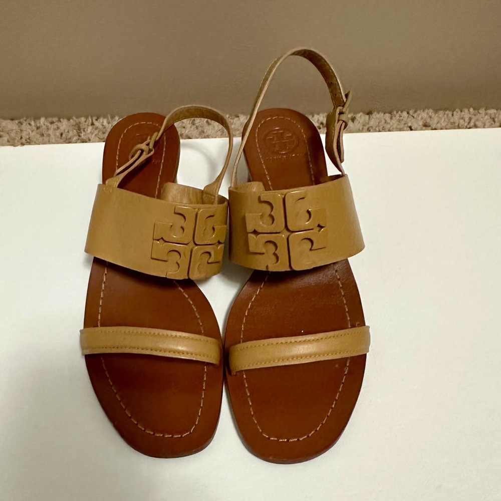 Tory Burch Beige Leather Strappy Sandals Women's